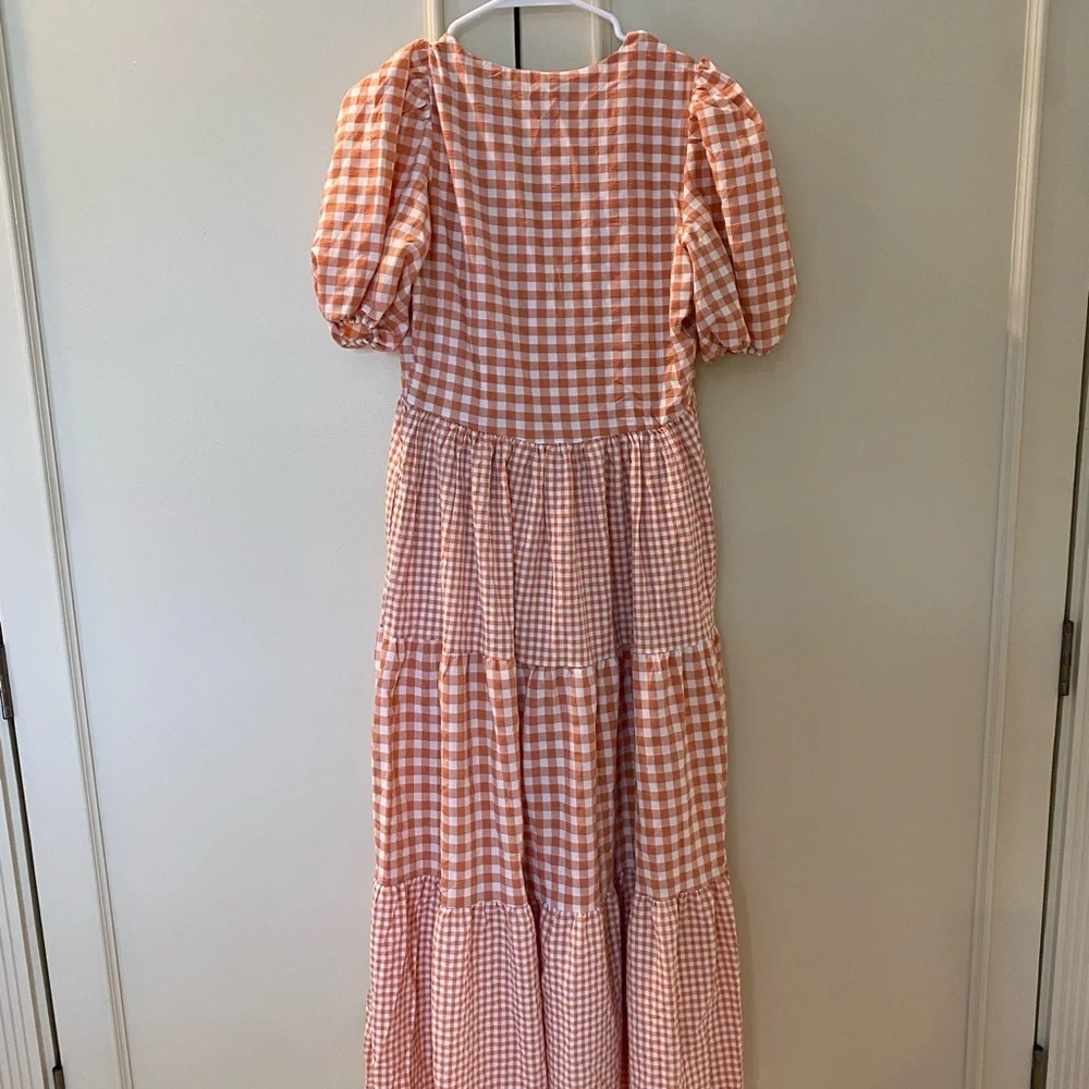 English Factory Orange Gingham Maxi Dress - Picture 4 of 4
